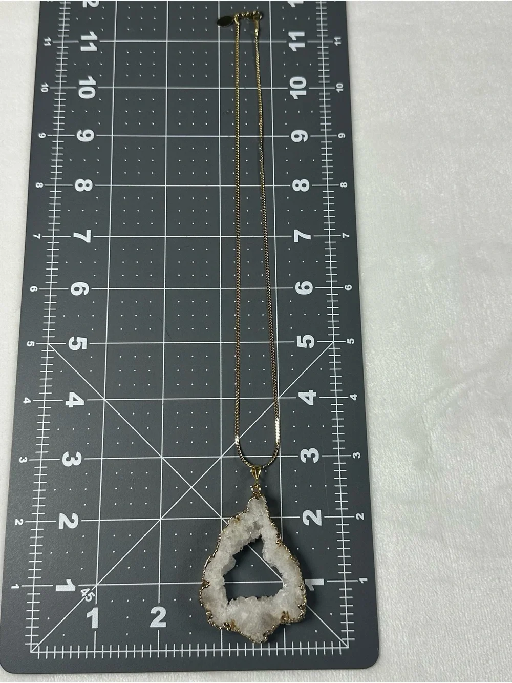 Gold Chain with White Druzy Geode Pendant